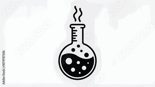 Chemical reaction boiling in a laboratory flask icon symbolizing science and experimentation Vector