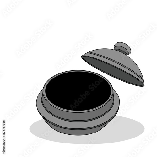 Korean Gamasot Cast Iron Pot Isolated on White Background – Traditional Cooking Pot