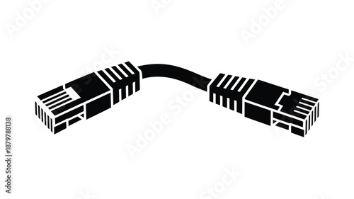 An iconic illustration of an ethernet cable with rj45 connectors for network connectivity Vector