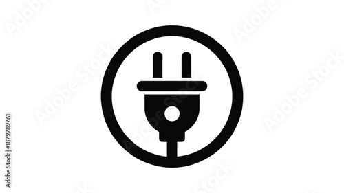 Power plug icon representing electricity and connection in a minimalist circular design Vector