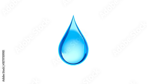 A single blue water drop on a transparent background