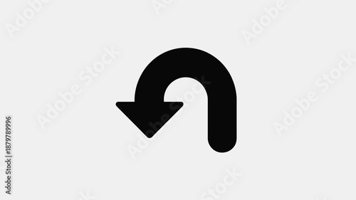 U-turn arrow symbol indicating a change in direction or a return path on a light background Vector