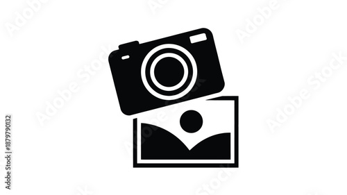 Camera and picture icon representing photography, gallery, or image capture Vector