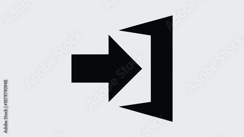 A minimalist icon depicting a black arrow entering a simple, abstract doorway or opening Vector