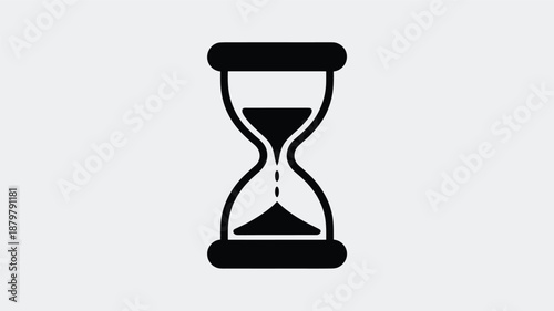 Black silhouette icon of an hourglass representing the continuous flow and passage of time Vector