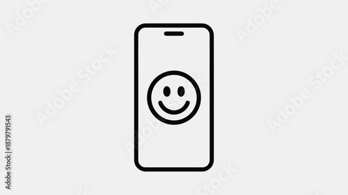 Free Download A minimalist smartphone outline featuring a cheerful smiley face icon on its display Vector - GFXLoad