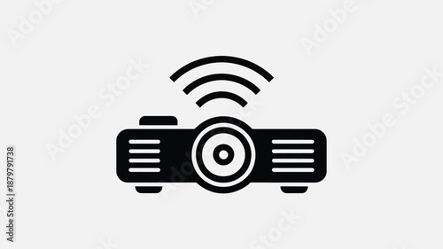 Wireless projector icon broadcasting a signal for seamless presentations and smart display solutions Vector