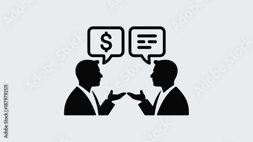 Business negotiation discussion with financial terms and textual information exchange Vector