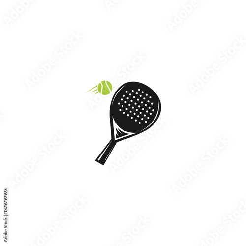 Padel tennis logo with racket ball and motion swirl, template vector, icon symbol illustration. Suitable for your design need, logo, illustration, animation, etc.