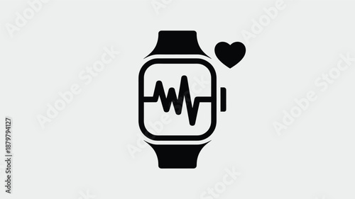 Smartwatch icon demonstrating heart rate monitoring for health and fitness tracking Vector