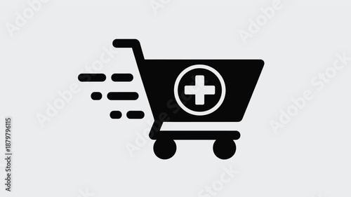 Fast medical delivery shopping cart icon depicting quick pharmacy service Vector