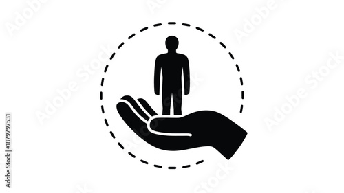 Providing essential support and protection for individuals with a helping hand icon Vector