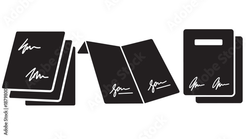 Solid Icon Illustration Of A Folded Contract Document Featuring Two Signatures Representing Agreement, Execution And Legal Consent