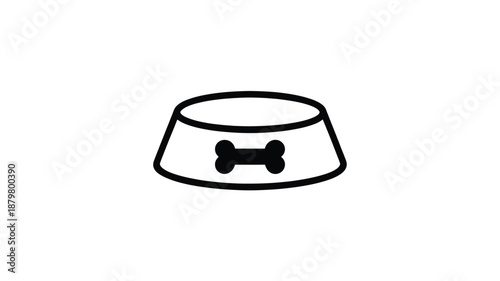 Pet food bowl with bone icon for animal feeding and care illustration Vector