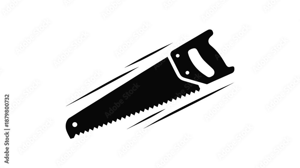 Obraz premium Dynamic black silhouette of a hand saw, a crucial tool for woodworking and construction Vector