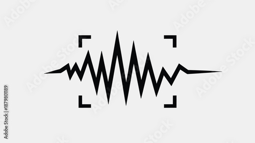 Audio waveform with focus brackets representing sound analysis or voice recognition Vector