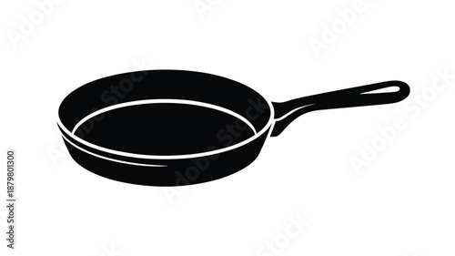 Classic frying pan icon in black and white for culinary design and kitchenware Vector