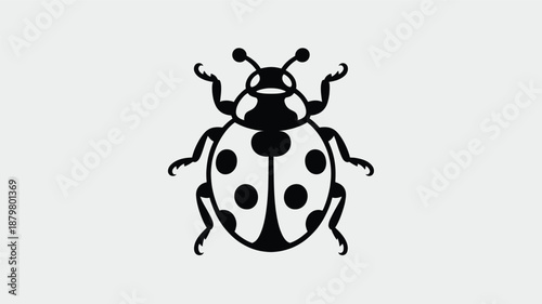 Minimalist black and white ladybug icon illustration, a symbol of nature's simple beauty and charm Vector