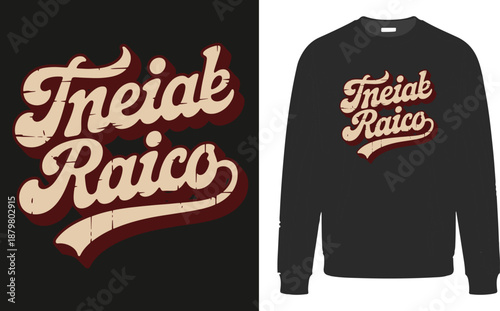 Tneiak raico typography black sweatshirt design
