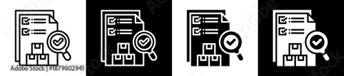 Quality Control Icon Set In Black And White Filled Style Collection