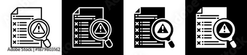 Issue Detection Icon Set In Black And White Filled Style Collection