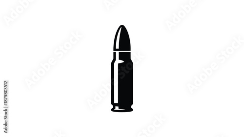 A powerful symbol: black bullet icon on a clean white background representing weaponry Vector