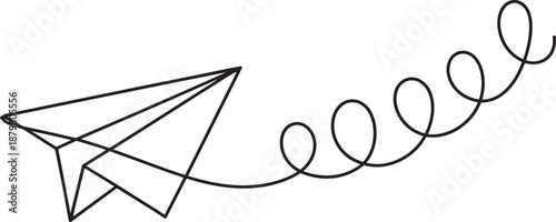 Paper airplane line icon banner, message send travel freedom concept minimalist outline design