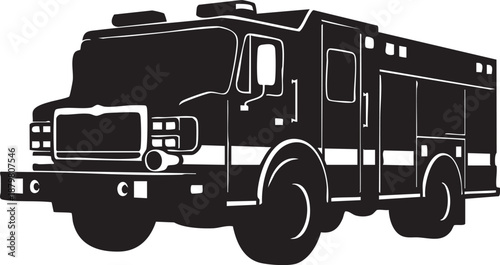 Black and white fire truck with red stripes emergency vehicle