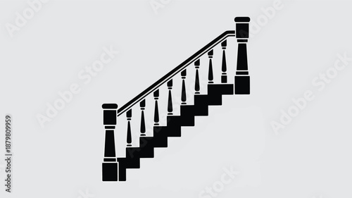 Classic elegant staircase with balustrade and handrail for interior design element Vector