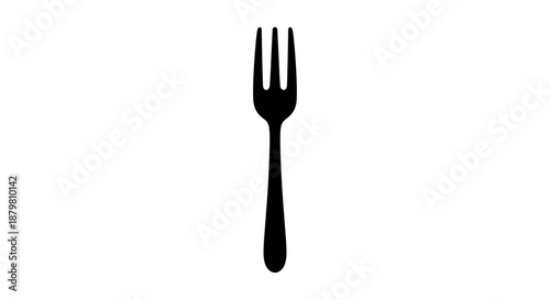Elegant Black Fork Silhouette on White Background.