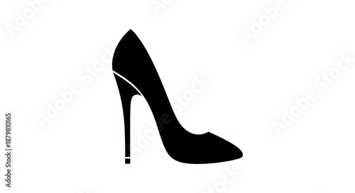 Elegant Black High Heel Shoe Silhouette Illustration 2.