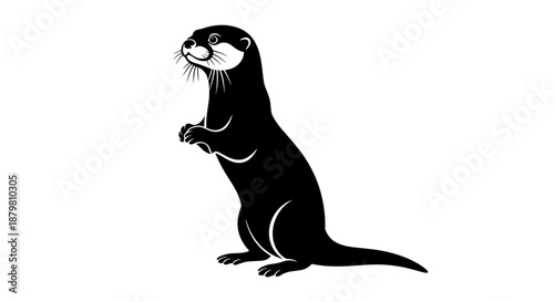 Elegant Otter Silhouette Standing Tall Illustration.