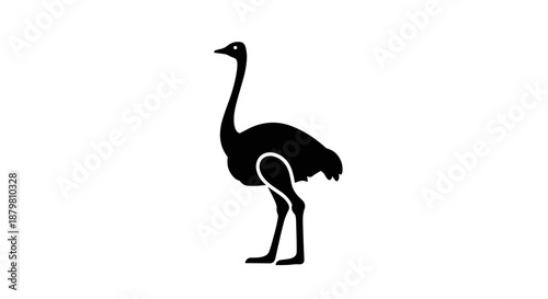 Elegant Ostrich Silhouette A Striking Wildlife Illustration.
