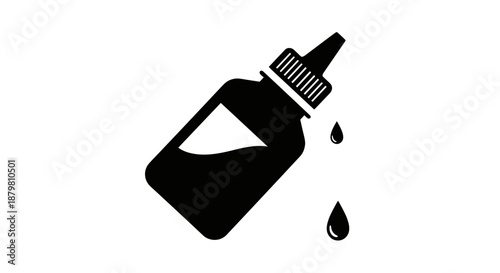 Eye Drops Bottle Illustration with Droplets Medical Treatment Concept.