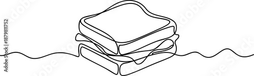 Sandwich line icon banner, fast food snack lunch concept minimalist outline illustration design