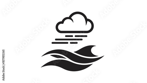 Rainy Weather Cloud Icon Symbol.