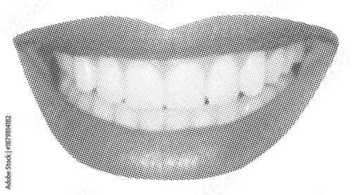 Close up of a woman s parted lips in a halftone dot style