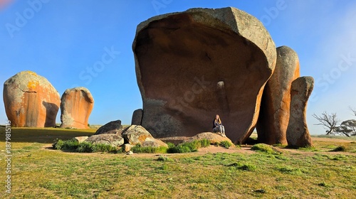 Sunlit granite rock formations at Murphy’s Haystacks, Eyre Peninsula, South Australia