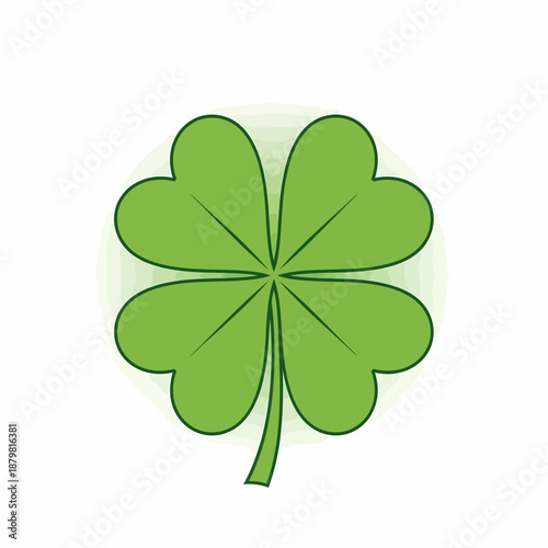A vibrant green four-leaf clover, a symbol of good luck and fortune, isolated on a white background.