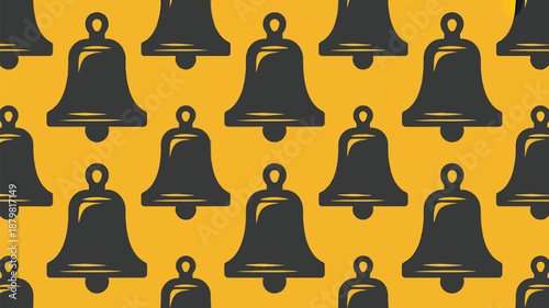 Pattern of black bells on yellow background