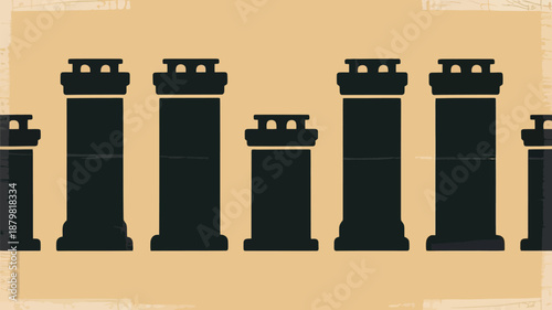 Set of chess rooks on a light background