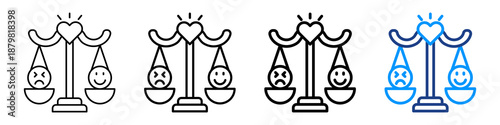 Emotional Balance Icon Different Style Outline Collection Set.