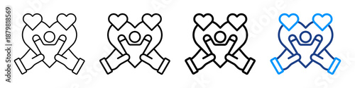 Kindness Icon Different Style Outline Collection Set.