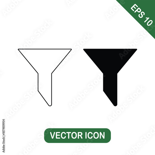 Funnel Icon Set for Filtering and Sorting