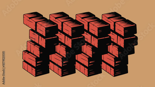 Stacked red bricks