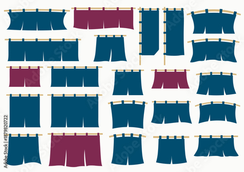 おしゃれな暖簾のイラスト素材セット