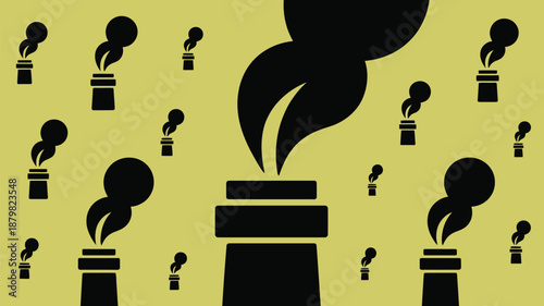 Industrial smokestacks emit pollution