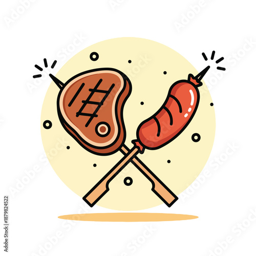 Grilled Steak and Sausage Skewers with Sparklers.