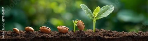 Wallpaper Mural Stages of seedling growth in soil, banner design, plant life cycle concept Torontodigital.ca