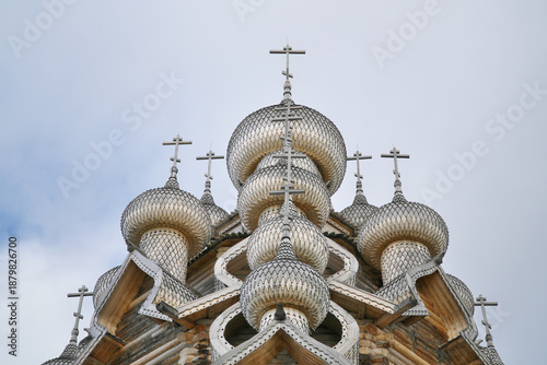 Fotografija View of the famous Kizhi Pogost at summer cloudy day.